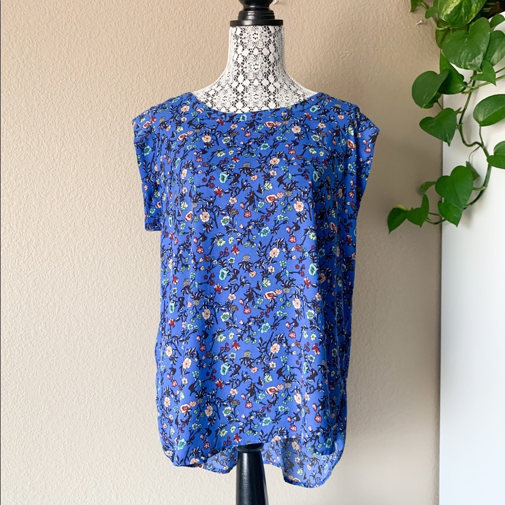 Pleione Blue Floral Blouse, Size XL
